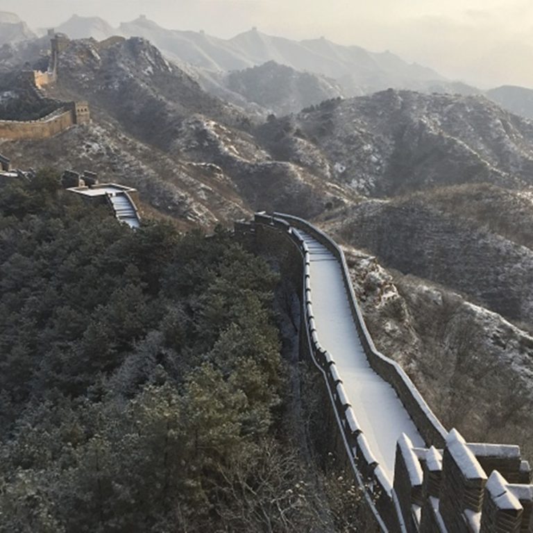 CHENGDE, CHINA - JANUARY 19, 2021 - The Jinshanling Great Wall is seen in the snow in Chengde, Hebei province, China, Jan 19, 2021.- PHOTOGRAPH BY Costfoto / Barcroft Studios / Future Publishing (Photo credit should read Costfoto/Barcroft Media via Getty Images)