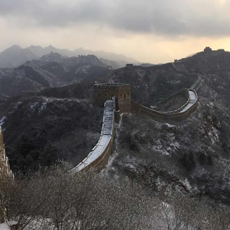 CHENGDE, CHINA - JANUARY 19, 2021 - The Jinshanling Great Wall is seen in the snow in Chengde, Hebei province, China, Jan 19, 2021.- PHOTOGRAPH BY Costfoto / Barcroft Studios / Future Publishing (Photo credit should read Costfoto/Barcroft Media via Getty Images)